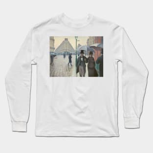 Paris Street, Rainy Day by Gustave Caillebotte Long Sleeve T-Shirt